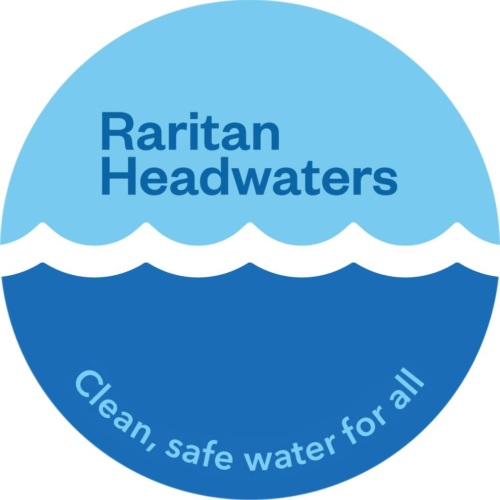 Blue logo reading Raritan Headwaters: clean, safe water for all